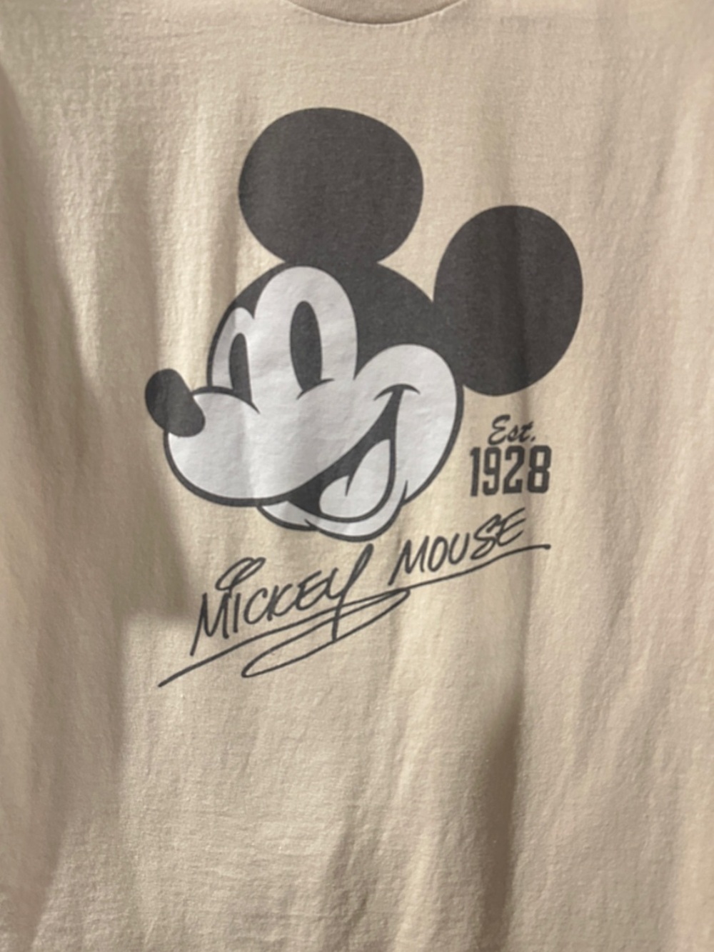 Disney Vintage Mickey Mouse Beige Graphic Short Sleeve T-shirt Size Men’s Large - Picture 2 of 6